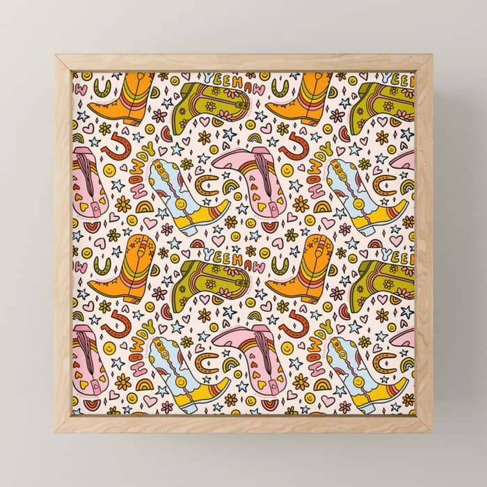 Rainbow Cowboy Boots Print Mini Art Print