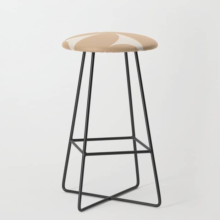 Bauhaus Mid Century Modern Geometric X Neutral Beige Stool
