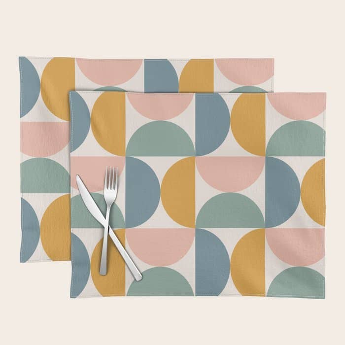 Bauhaus Mid Century Modern Geometric Ii Natural Pastel Placemat