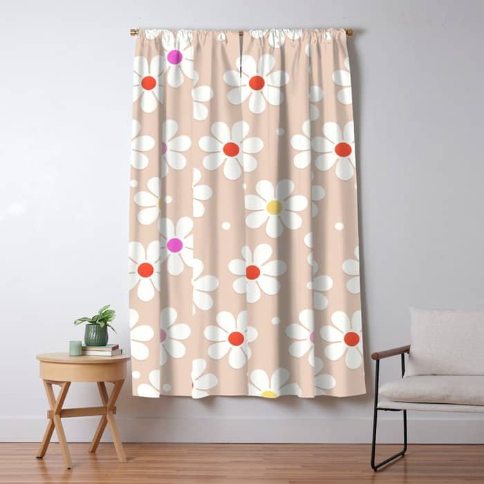 Seventies Daisies Pattern Window Curtain