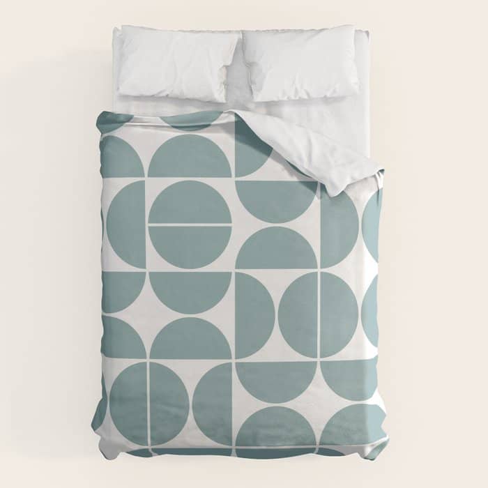 Mid Century Modern Geometric 04 Glass Blue Duvet Cover