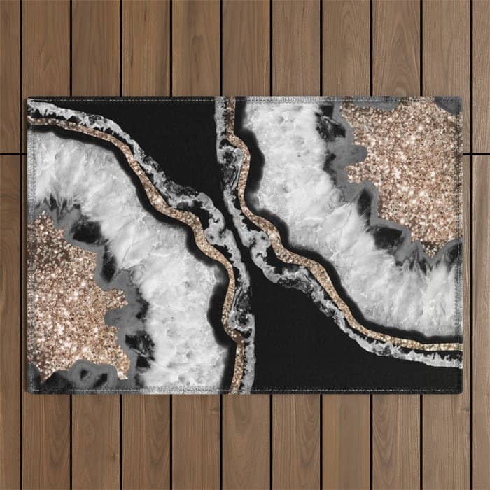 Yin Yang Agate Glitter Glam #8 #Gem #Decor #Art #Homestorie Outdoor Rug
