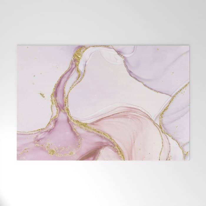 Blush Pink And Gold Alcohol Ink Marble Welcome Mat