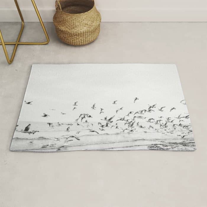 "Seagulls" | Coastal Black And White Photo | Film Photography | Beach Rug