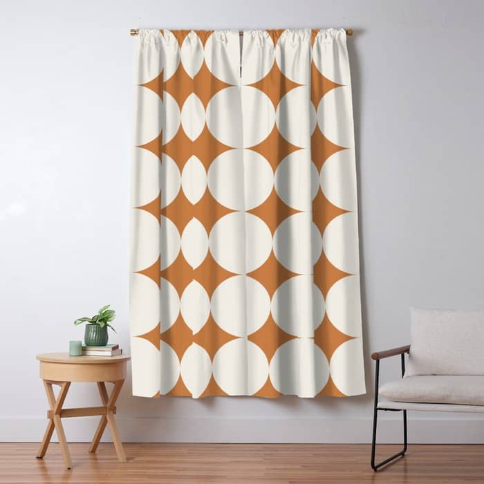 Circular Minimalism - Retro Orange Window Curtain