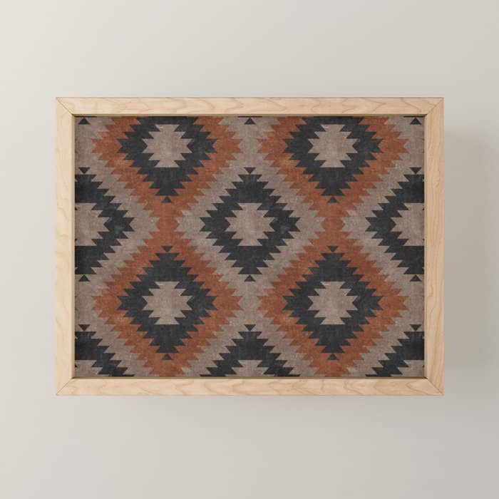 Aztec Neutrals - Inkwell & Taupe Mini Art Print
