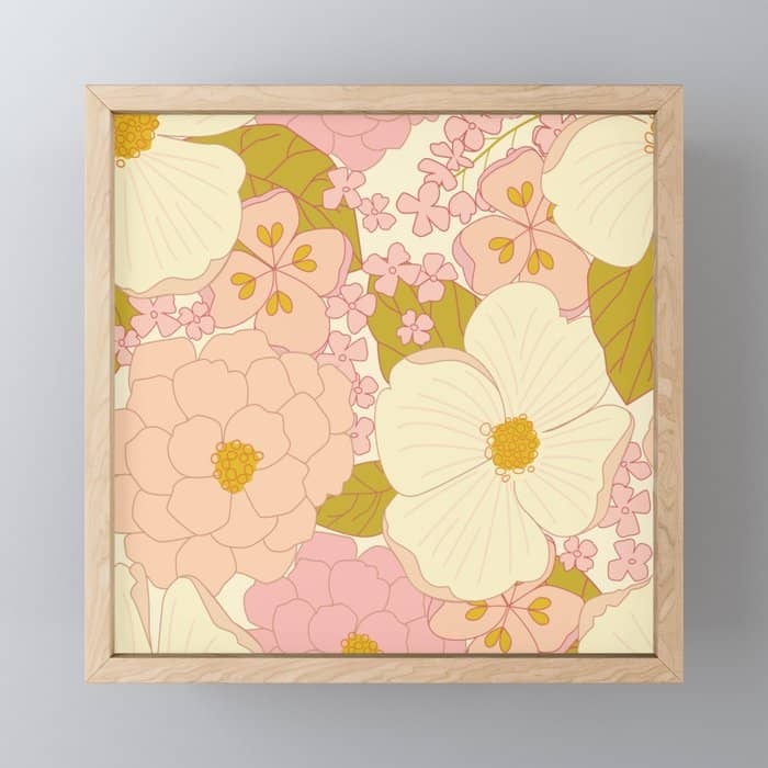 Pink Pastel Vintage Floral Pattern Mini Art Print