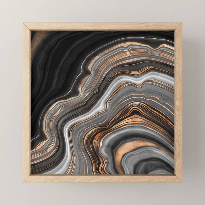 Elegant Black Marble With Gold And Copper Veins Mini Art Print