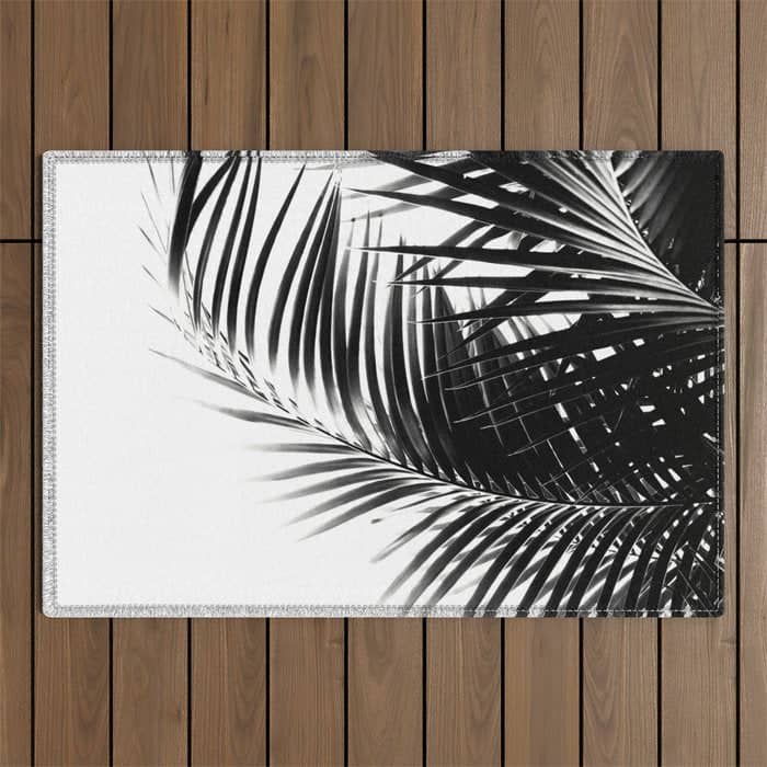 Palm Leaves Black & White Vibes #3 #Tropical #Decor #Art #Homestorie Outdoor Rug