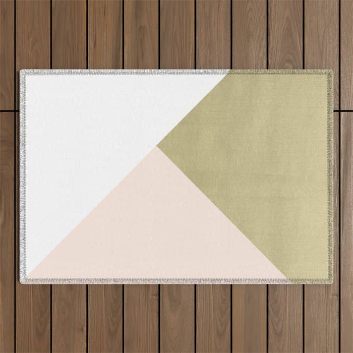 Gold Meets Blush & White Geometric #1 (Faux Foil) #Decor #Art #Homestorie Outdoor Rug