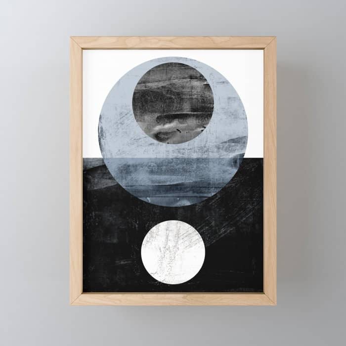 Circles Black And White Geometric Mid-Century Modern Abstract Mini Art Print