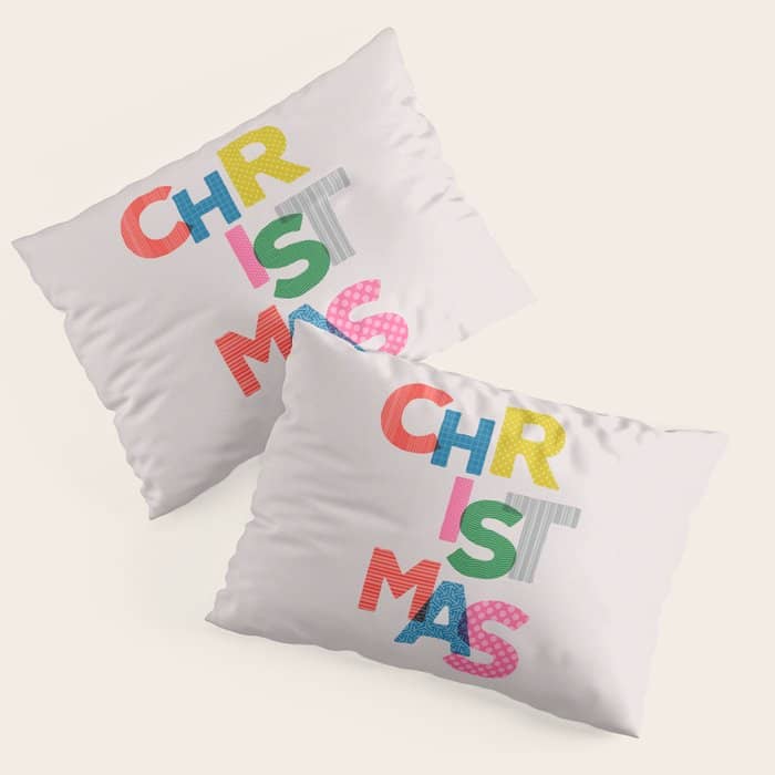 Christmas Colorful Typography Pillow Sham