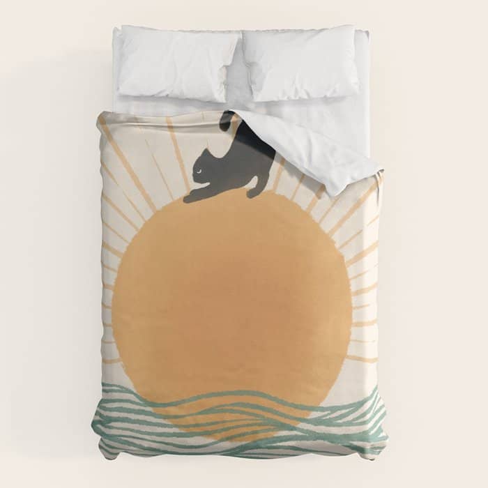Good Morning Meow 7 Sunny Day Ocean  Duvet Cover