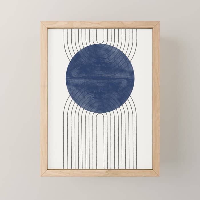 Mid Century Modern Blue Perfect Balance Mini Art Print
