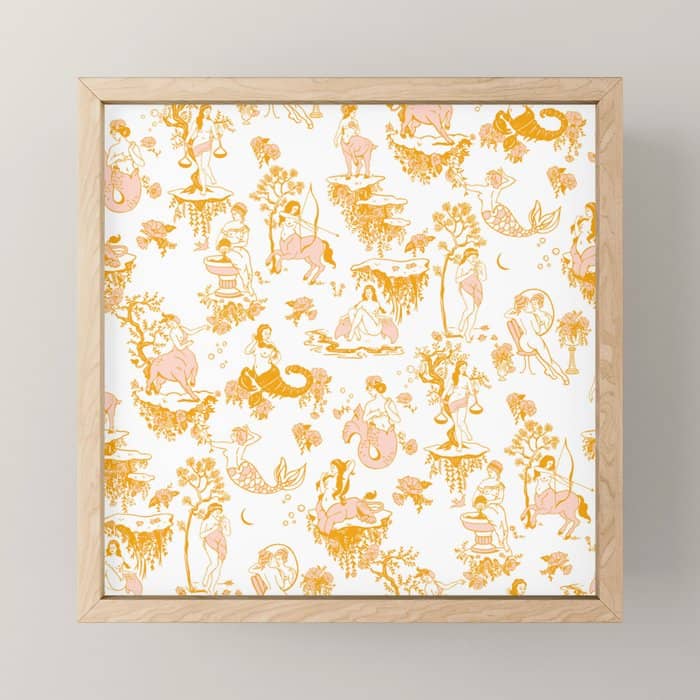 Gold Zodiac Toile Pattern Mini Art Print