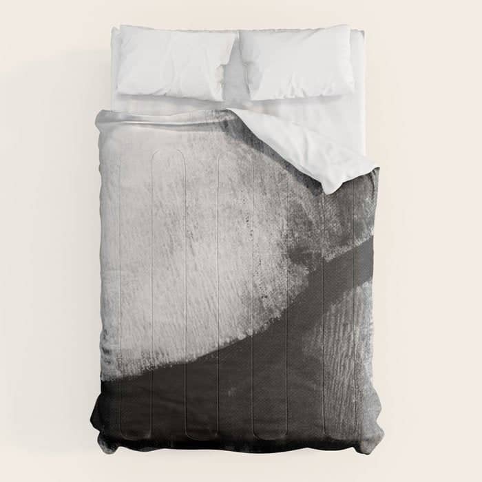 Black And White Textured Abstract Painting "Delve 2" Comforter