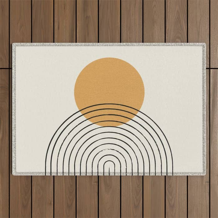 Gold Sun Rainbow Mid-Century Full Outdoor Rug