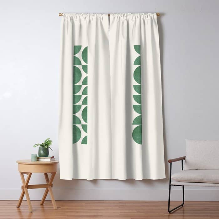 Green Retro Scandinavian - Mid Century Modern Window Curtain