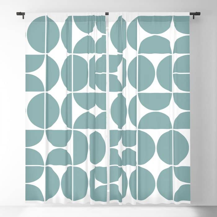Mid Century Modern Geometric 04 Glass Blue Window Curtain