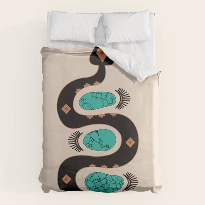Southwestern Slither In Black Duvet Cover
