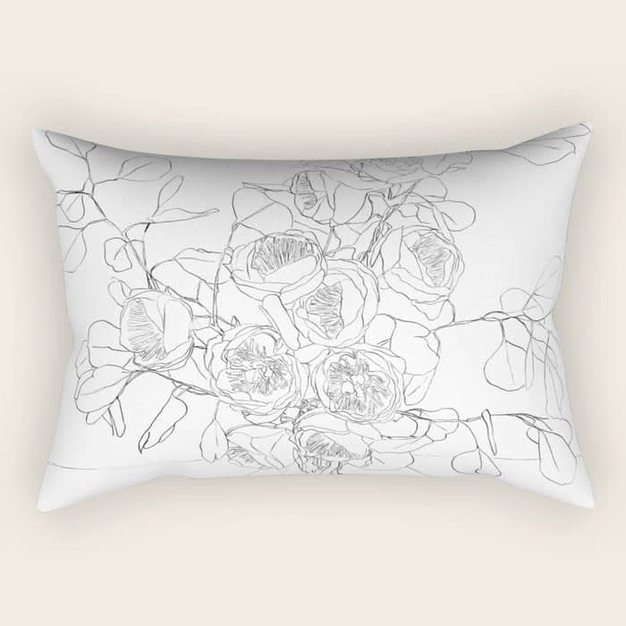 Beautiful Bouquet Line Rectangular Pillow