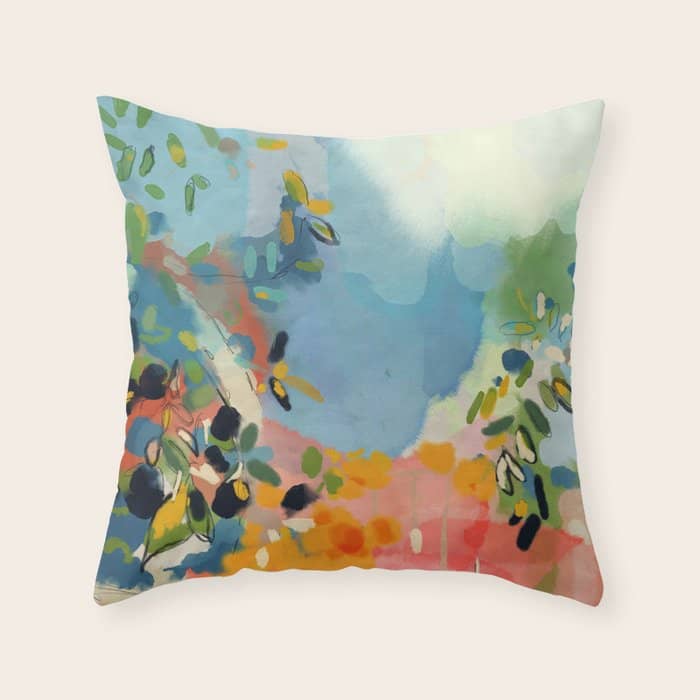 Garden With Sea View And Olive Tree Throw Pillow