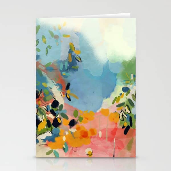 Garden With Sea View And Olive Tree Stationery Card