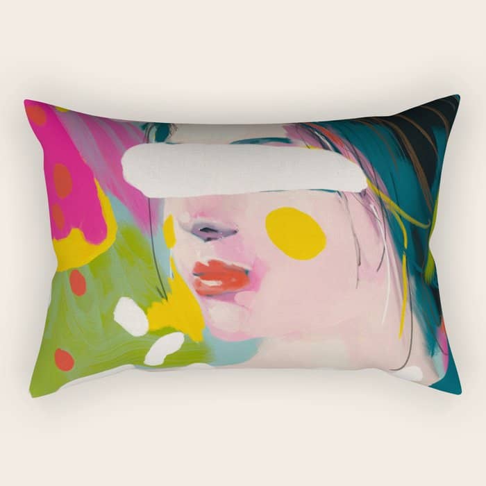 Look At Me, Woman Portrait Contemporary Rectangular Pillow