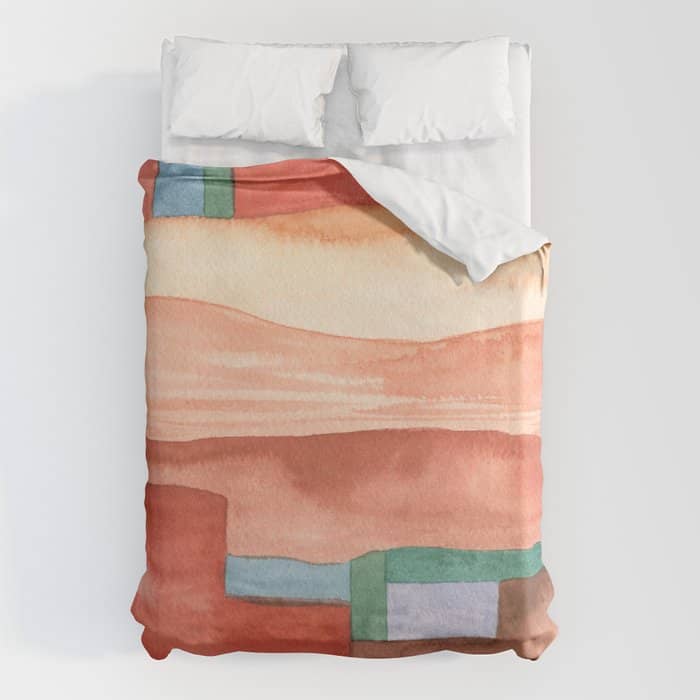 Abstract Desert Landscape Watercolor Duvet Cover