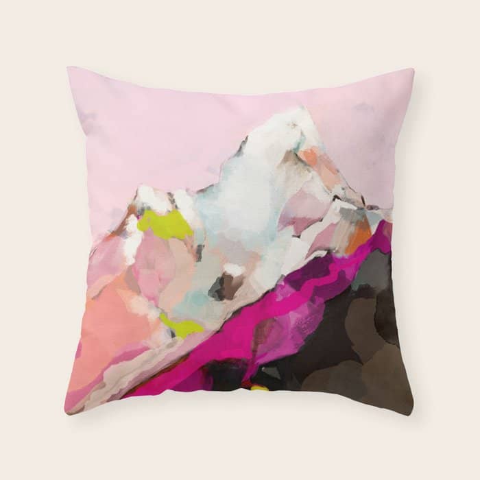 Landscape Mountain Painting Abstract Throw Pillow
