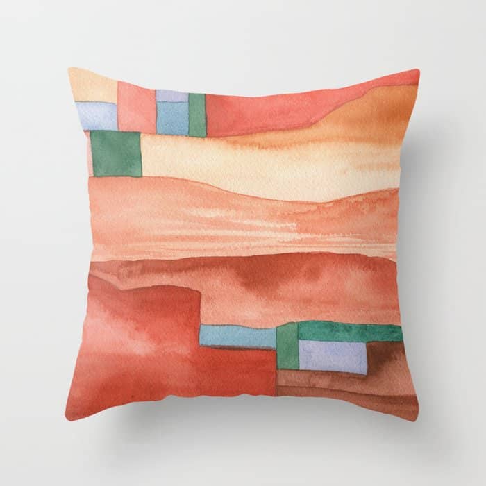 Abstract Desert Landscape Watercolor Throw Pillow