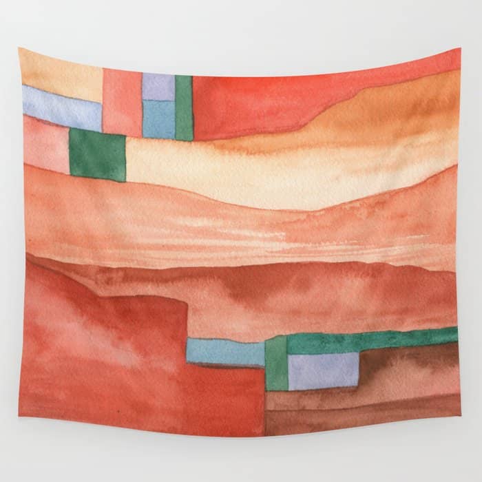 Abstract Desert Landscape Watercolor Wall Tapestry