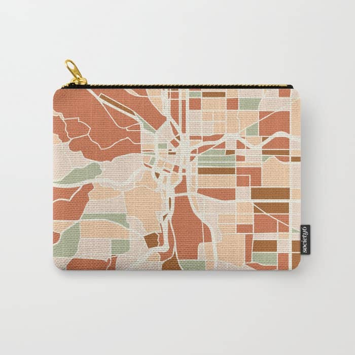 Portland Oregon City Map Earth Tones Carry All Pouch