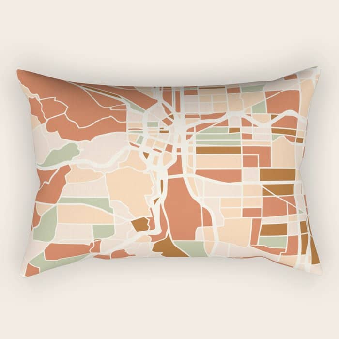 Portland Oregon City Map Earth Tones Rectangular Pillow