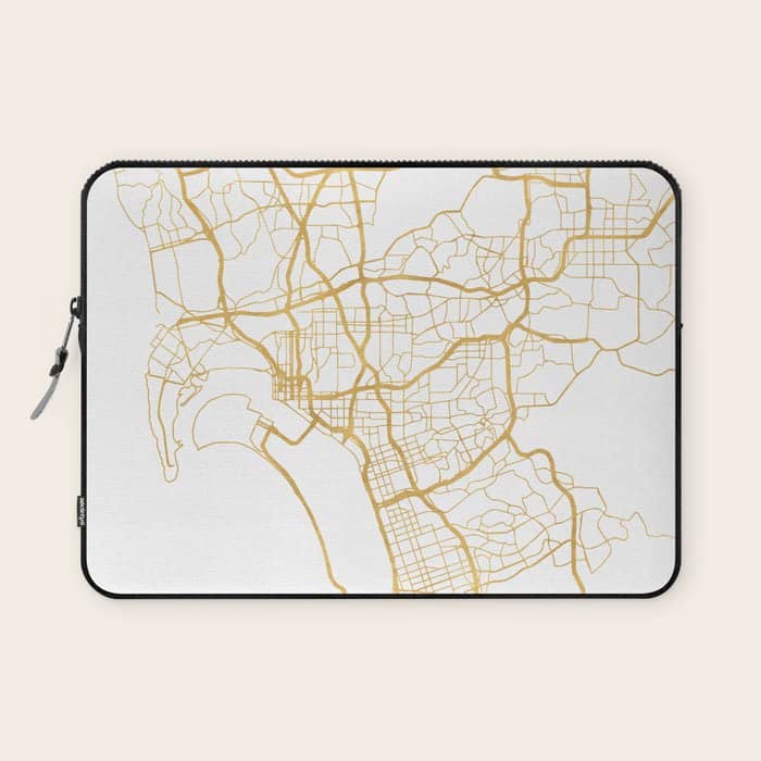 San Diego California City Street Map Art Laptop Sleeve
