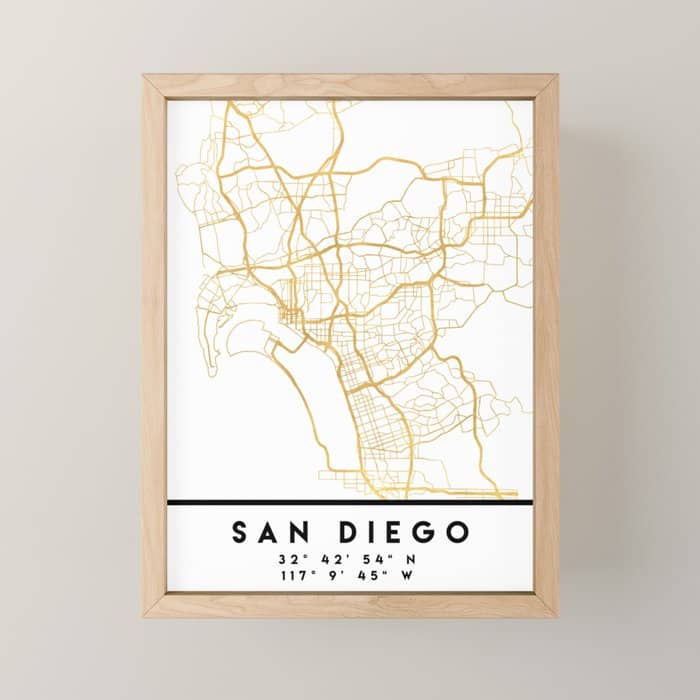 San Diego California City Street Map Art Mini Art Print