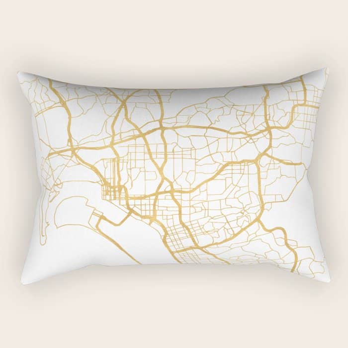 San Diego California City Street Map Art Rectangular Pillow