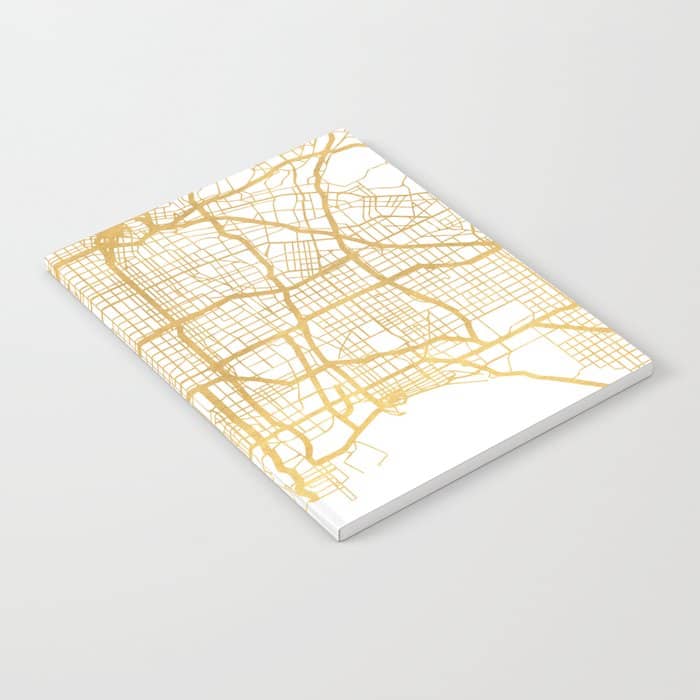 Los Angeles California City Street Map Art Notebook