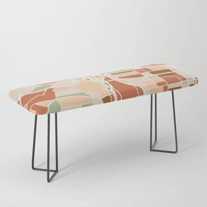 Portland Oregon City Map Earth Tones Bench