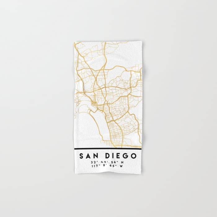 San Diego California City Street Map Art Bath Towel