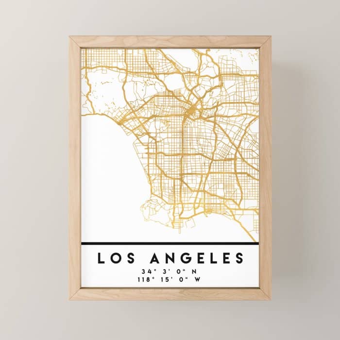 Los Angeles California City Street Map Art Mini Art Print