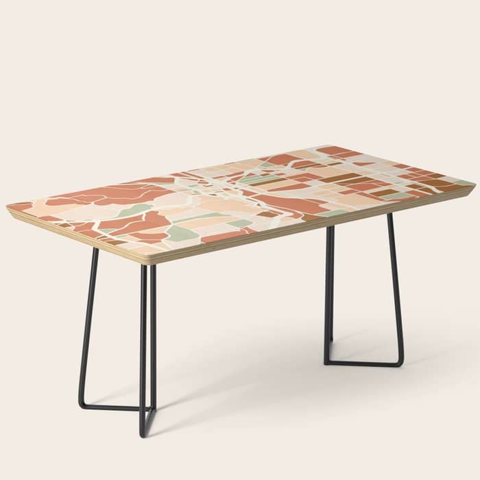 Portland Oregon City Map Earth Tones Coffee Table