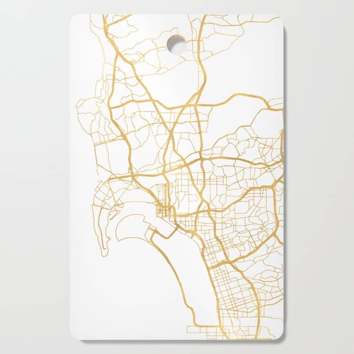 San Diego California City Street Map Art Cutting Board