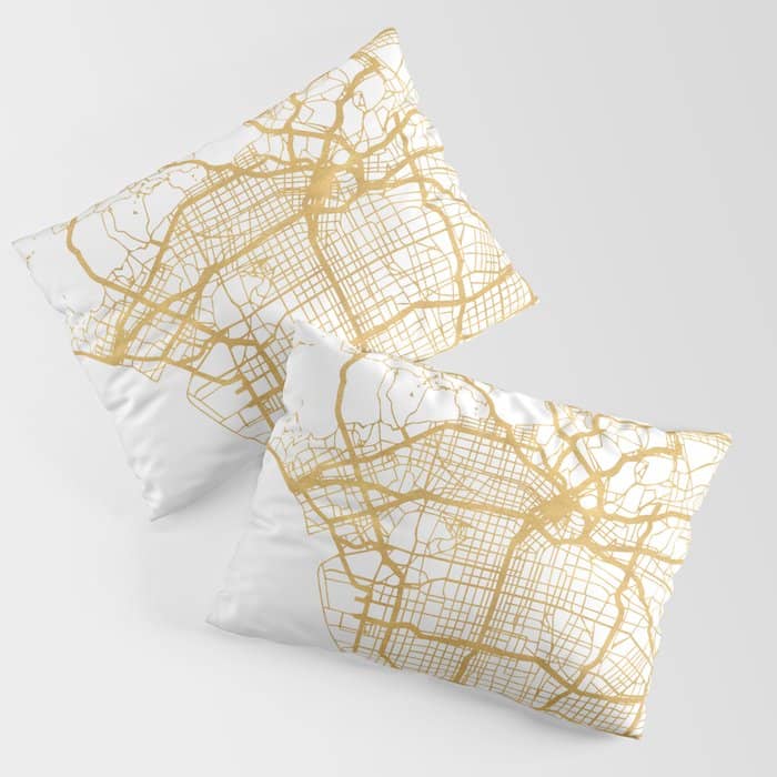 Los Angeles California City Street Map Art Pillow Sham