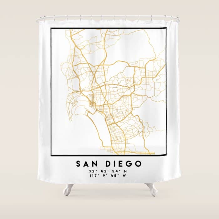 San Diego California City Street Map Art Shower Curtain