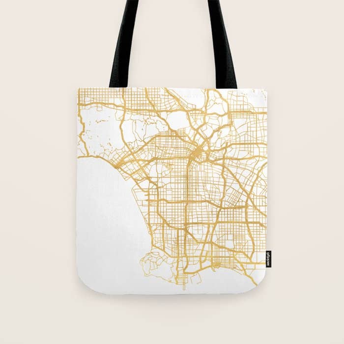 Los Angeles California City Street Map Art Tote Bag