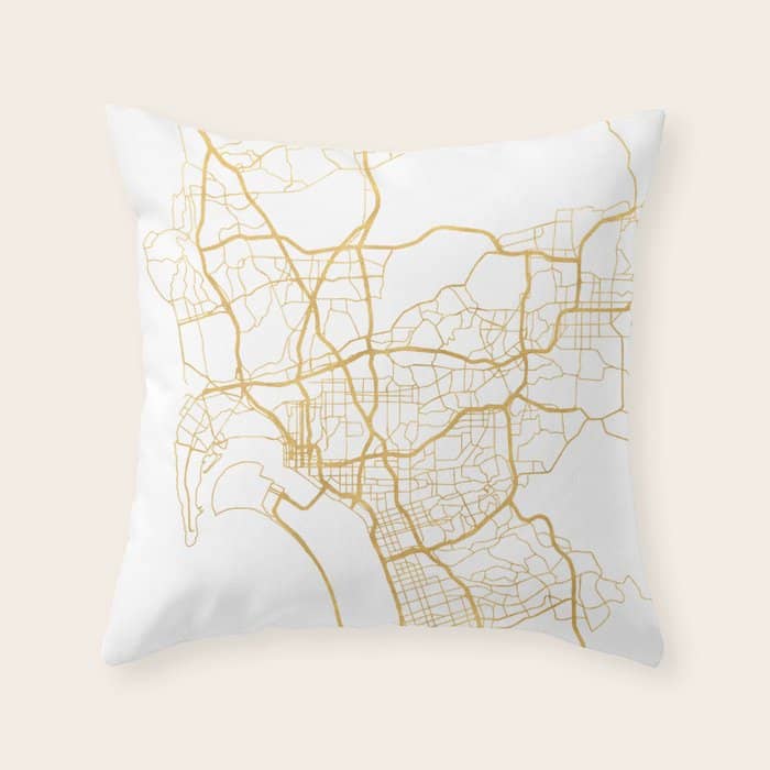 San Diego California City Street Map Art Throw Pillow