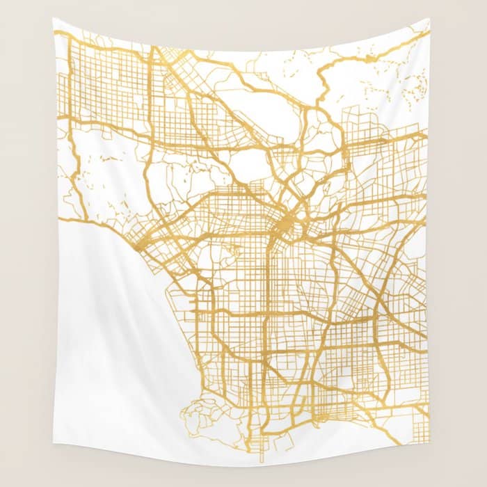 Los Angeles California City Street Map Art Wall Tapestry