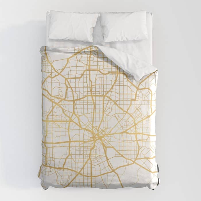 Dallas Texas City Street Map Art Duvet Cover