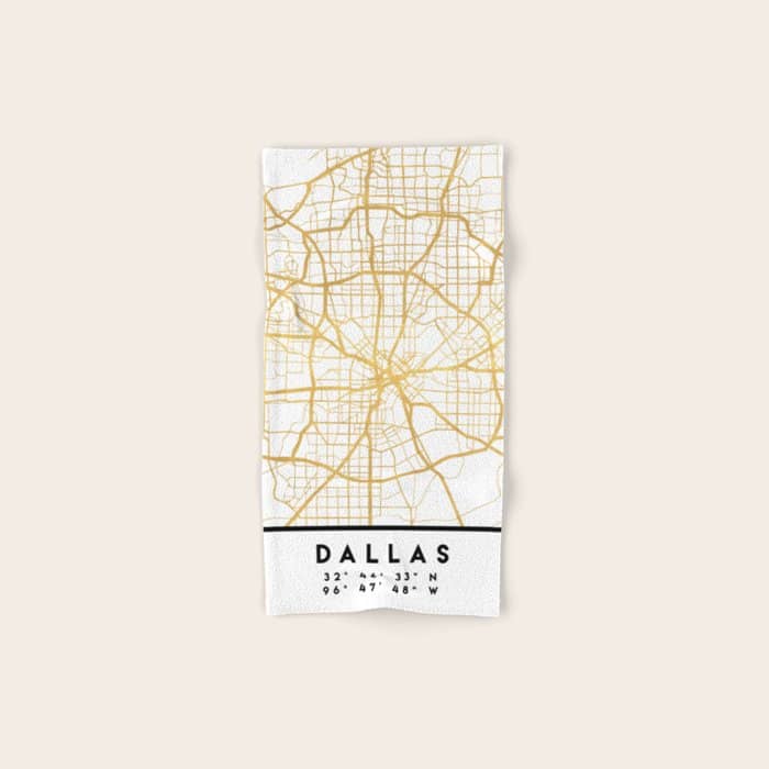 Dallas Texas City Street Map Art Bath Towel